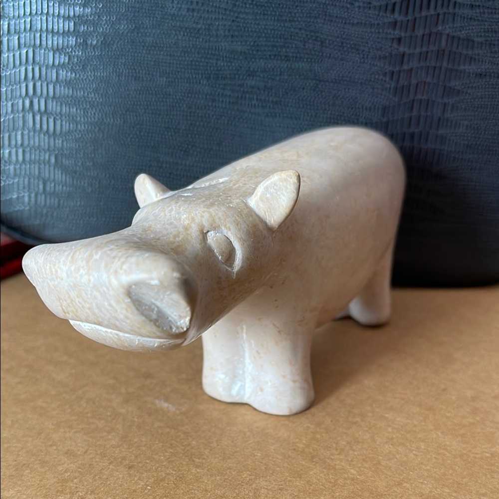 Carved Soap Stone Hippopotamus figurine / reading glasses holder / paperweight